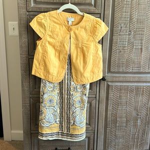 Yellow short sleeve one button cotton jacket
